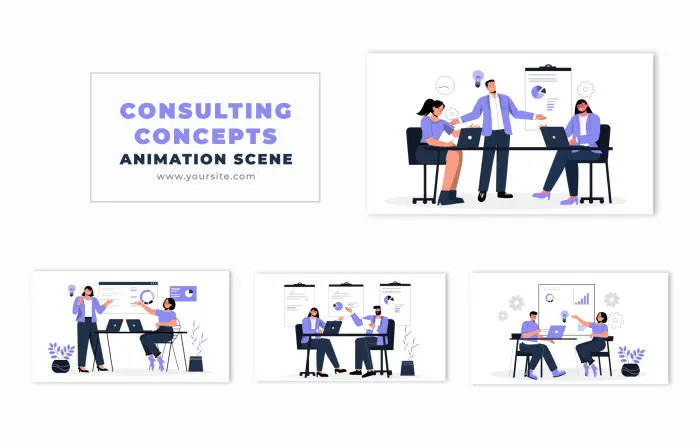 Corporate Consulting Flat Design Animation Scene
